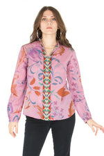 Load image into Gallery viewer, Floral Printed Button-Down Tunic with Colorful Embroidery
