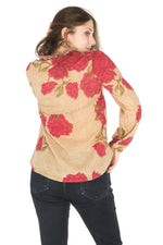 Load image into Gallery viewer, Floral Printed Button-Down Tunic with Colorful Embroidery
