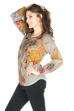 Load image into Gallery viewer, Floral Boho Top with Draw Strings and Embroidery
