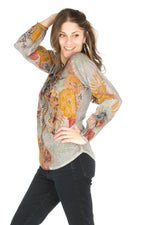 Load image into Gallery viewer, Floral Boho Top with Draw Strings and Embroidery
