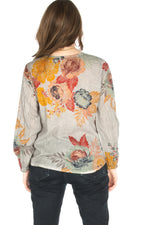 Load image into Gallery viewer, Floral Boho Top with Draw Strings and Embroidery
