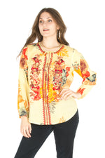 Load image into Gallery viewer, Floral Boho Top with Draw Strings and Embroidery
