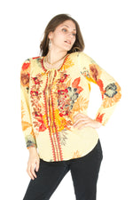 Load image into Gallery viewer, Floral Boho Top with Draw Strings and Embroidery
