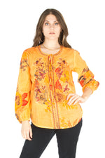 Load image into Gallery viewer, Floral Boho Top with Draw Strings and Embroidery
