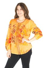 Load image into Gallery viewer, Floral Boho Top with Draw Strings and Embroidery
