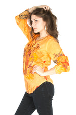 Load image into Gallery viewer, Floral Boho Top with Draw Strings and Embroidery
