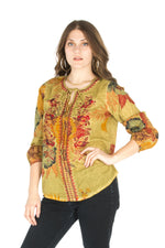 Load image into Gallery viewer, Floral Boho Top with Draw Strings and Embroidery
