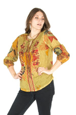 Load image into Gallery viewer, Floral Boho Top with Draw Strings and Embroidery
