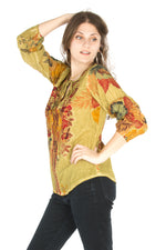 Load image into Gallery viewer, Floral Boho Top with Draw Strings and Embroidery
