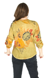 Floral Boho Top with Draw Strings and Embroidery