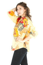 Load image into Gallery viewer, Floral Boho Top with Draw Strings and Embroidery
