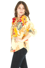 Load image into Gallery viewer, Floral Boho Top with Draw Strings and Embroidery
