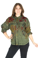 Load image into Gallery viewer, Floral Boho Top with Draw Strings and Embroidery
