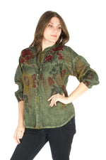 Load image into Gallery viewer, Floral Boho Top with Draw Strings and Embroidery
