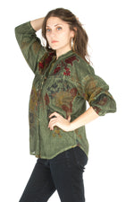 Load image into Gallery viewer, Floral Boho Top with Draw Strings and Embroidery
