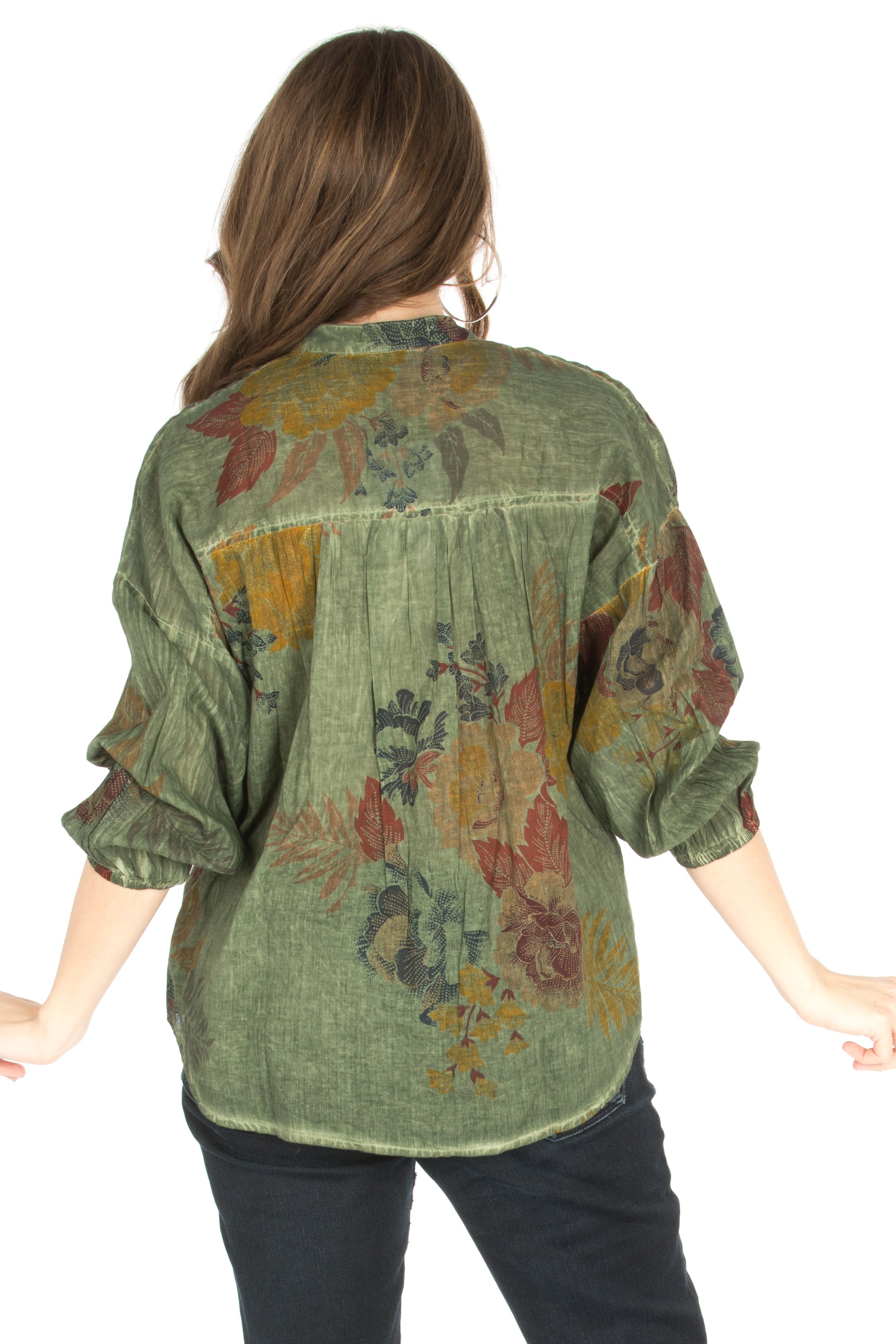 Floral Boho Top with Draw Strings and Embroidery