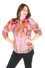 Load image into Gallery viewer, Floral Boho Top with Draw Strings and Embroidery
