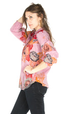 Load image into Gallery viewer, Floral Boho Top with Draw Strings and Embroidery
