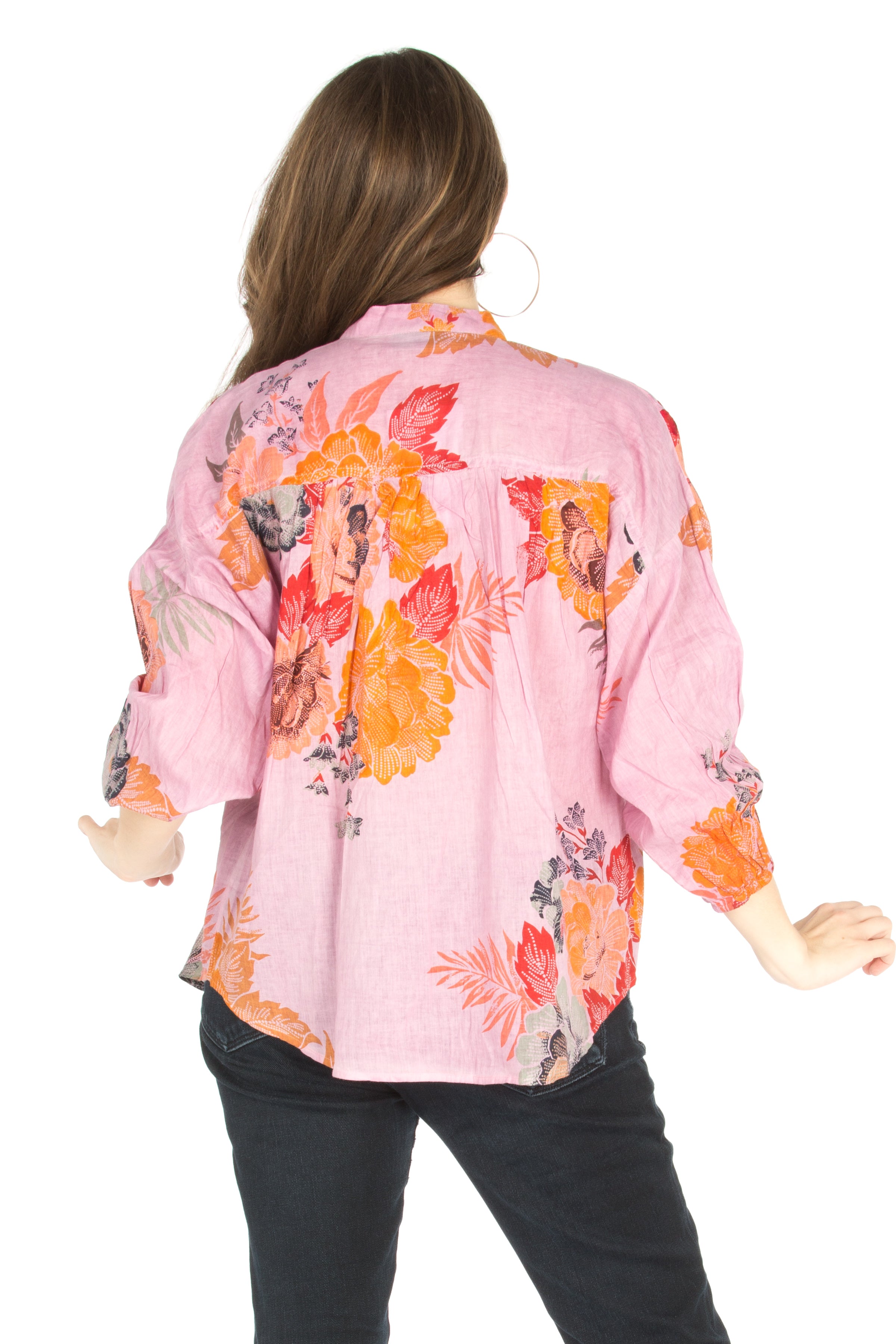 Floral Boho Top with Draw Strings and Embroidery