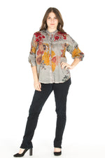 Load image into Gallery viewer, Floral Boho Top with Draw Strings and Embroidery
