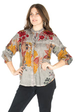 Load image into Gallery viewer, Floral Boho Top with Draw Strings and Embroidery
