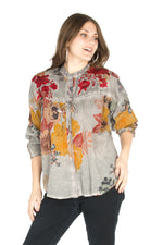 Load image into Gallery viewer, Floral Boho Top with Draw Strings and Embroidery
