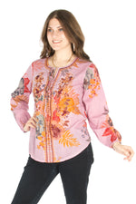 Load image into Gallery viewer, Floral Boho Top with Draw Strings and Embroidery
