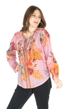 Load image into Gallery viewer, Floral Boho Top with Draw Strings and Embroidery
