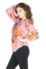 Load image into Gallery viewer, Floral Boho Top with Draw Strings and Embroidery
