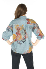 Load image into Gallery viewer, Floral Boho Top with Draw Strings and Embroidery
