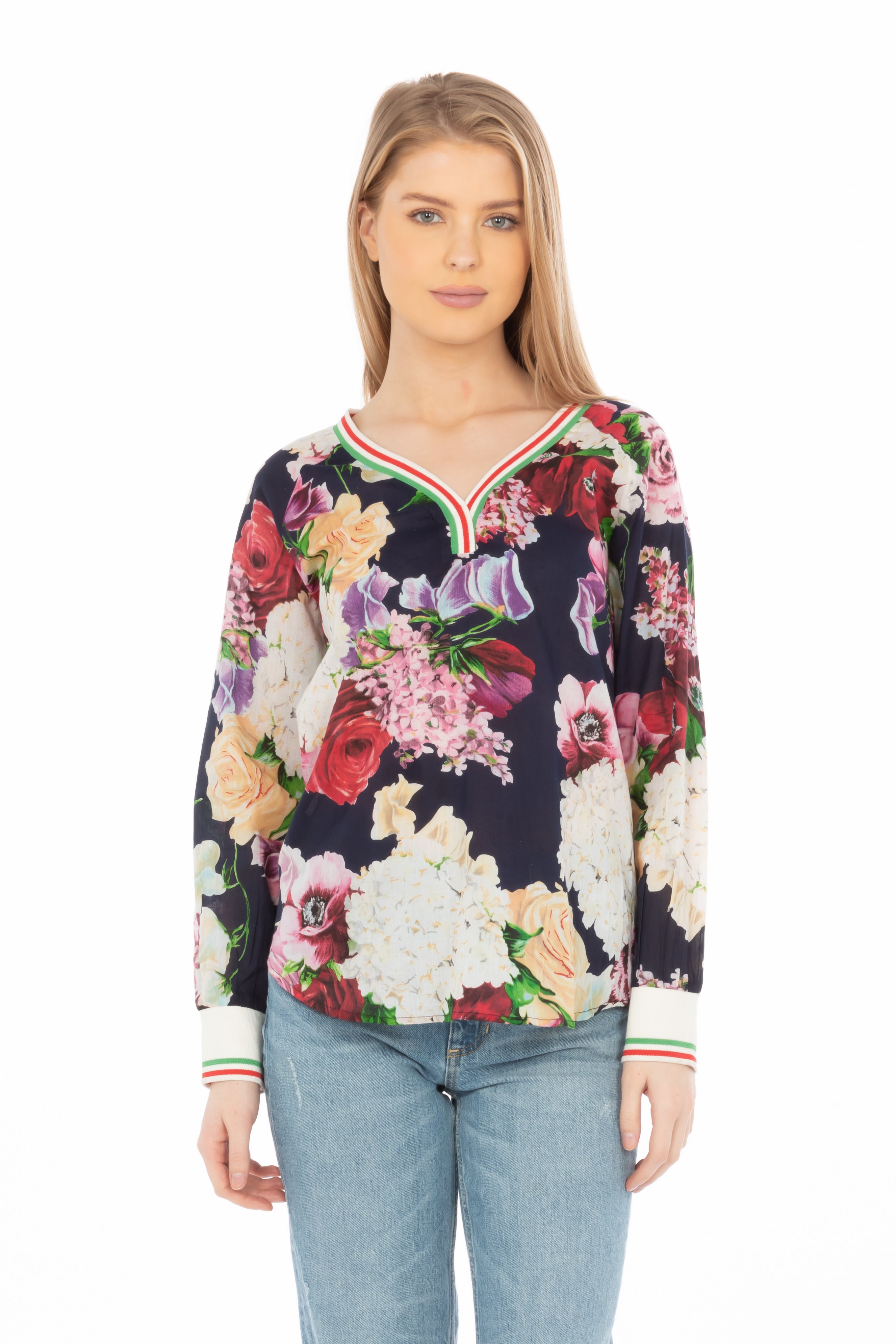 Floral Printed V-neck Tunic