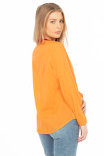 Load image into Gallery viewer, Orange Boho Blouse with Floral Embroidery
