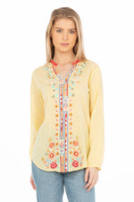 Load image into Gallery viewer, Yellow Boho Blouse with Floral Embroidery
