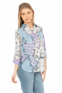 Patchwork Print Button-Down Shirt