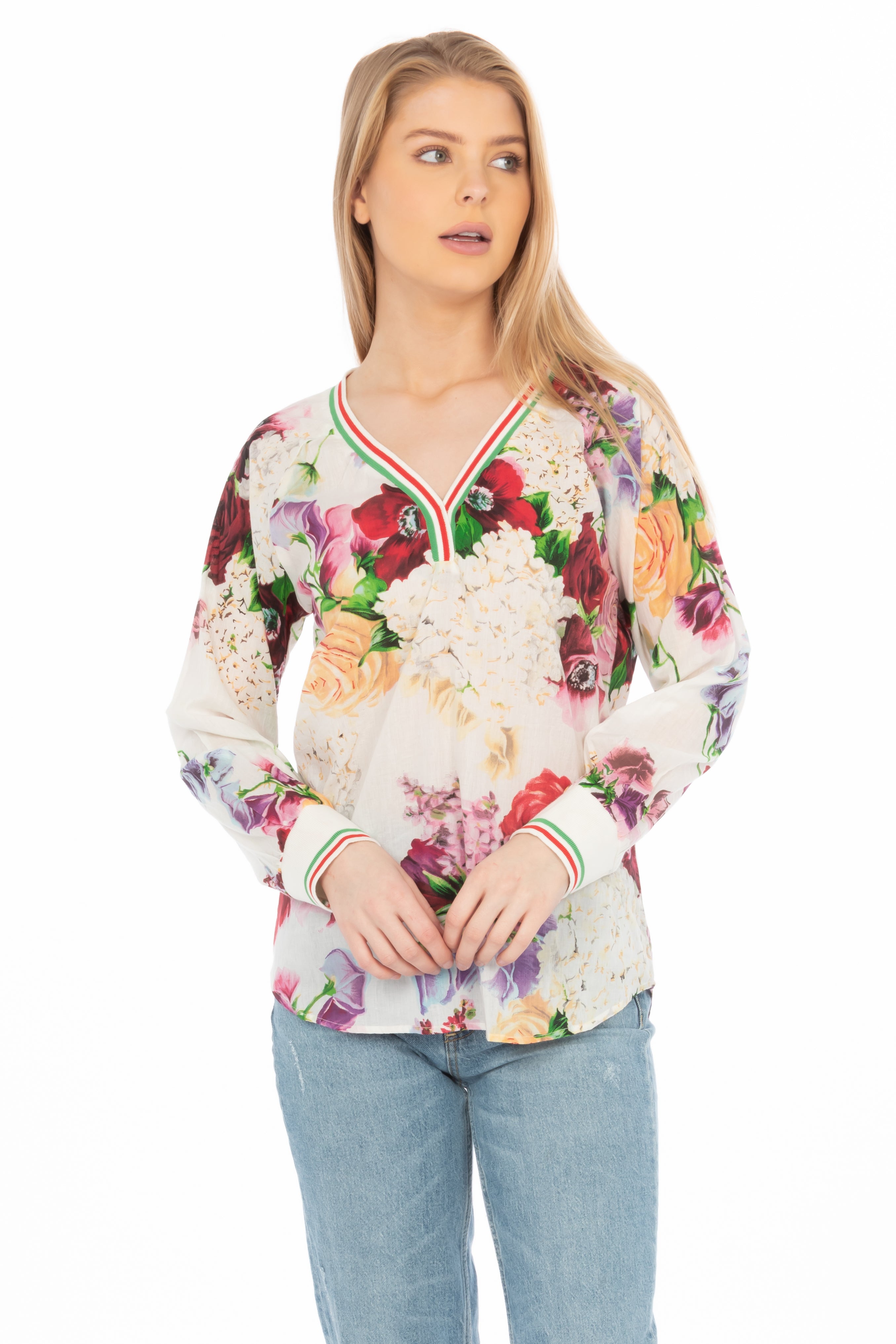 Floral Printed V-neck Tunic