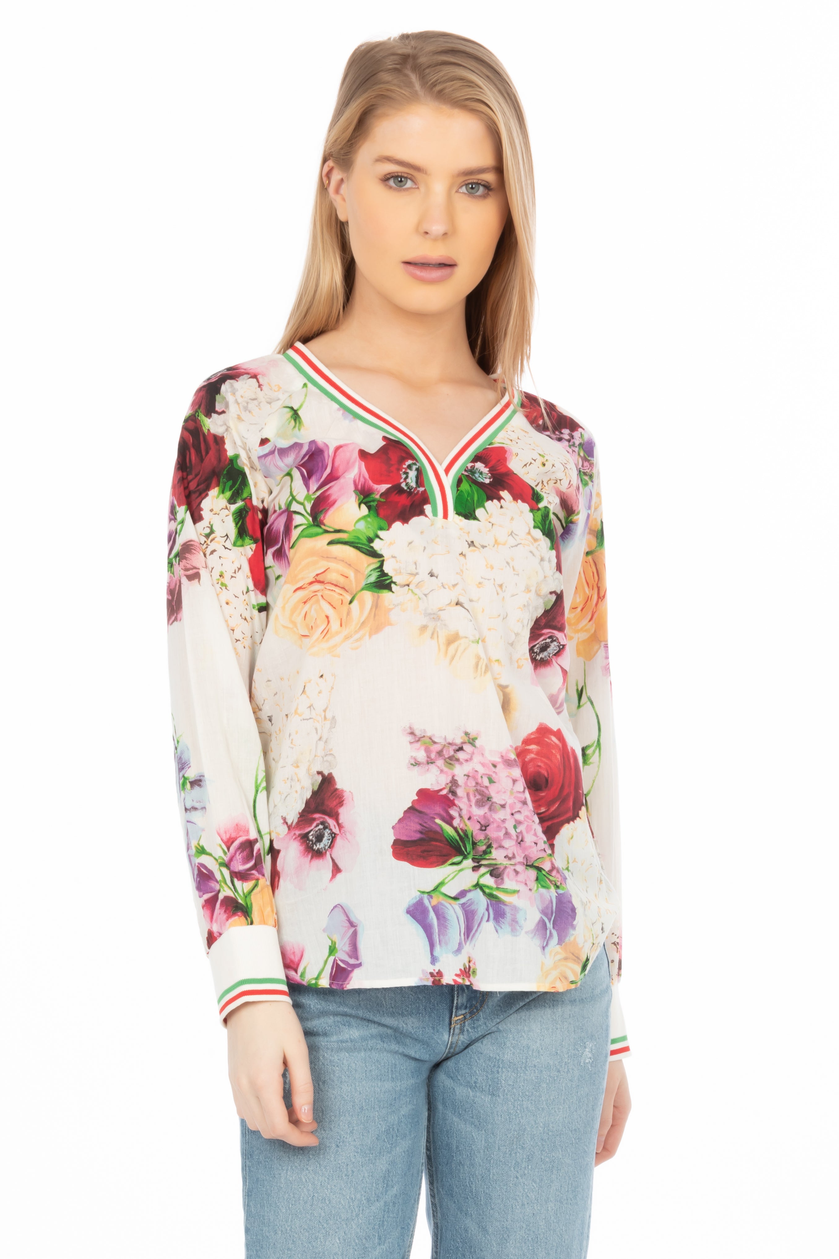 Floral Printed V-neck Tunic