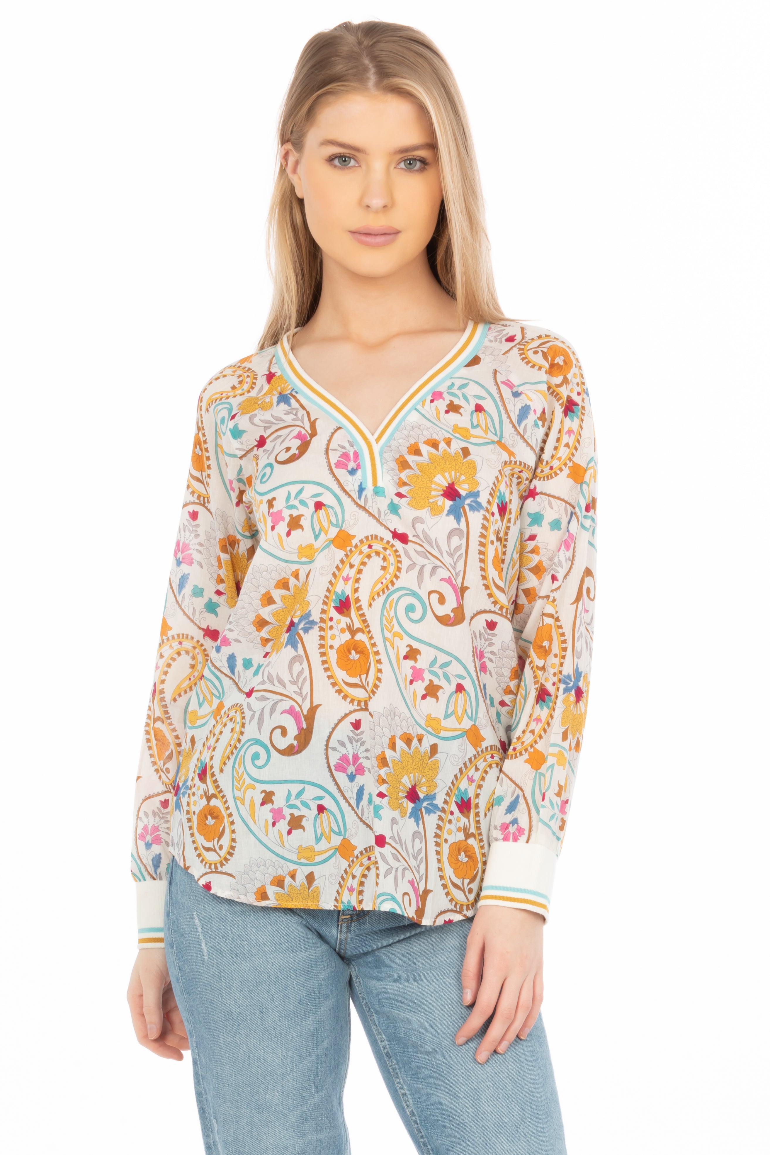 Floral Paisley V-neck Tunic