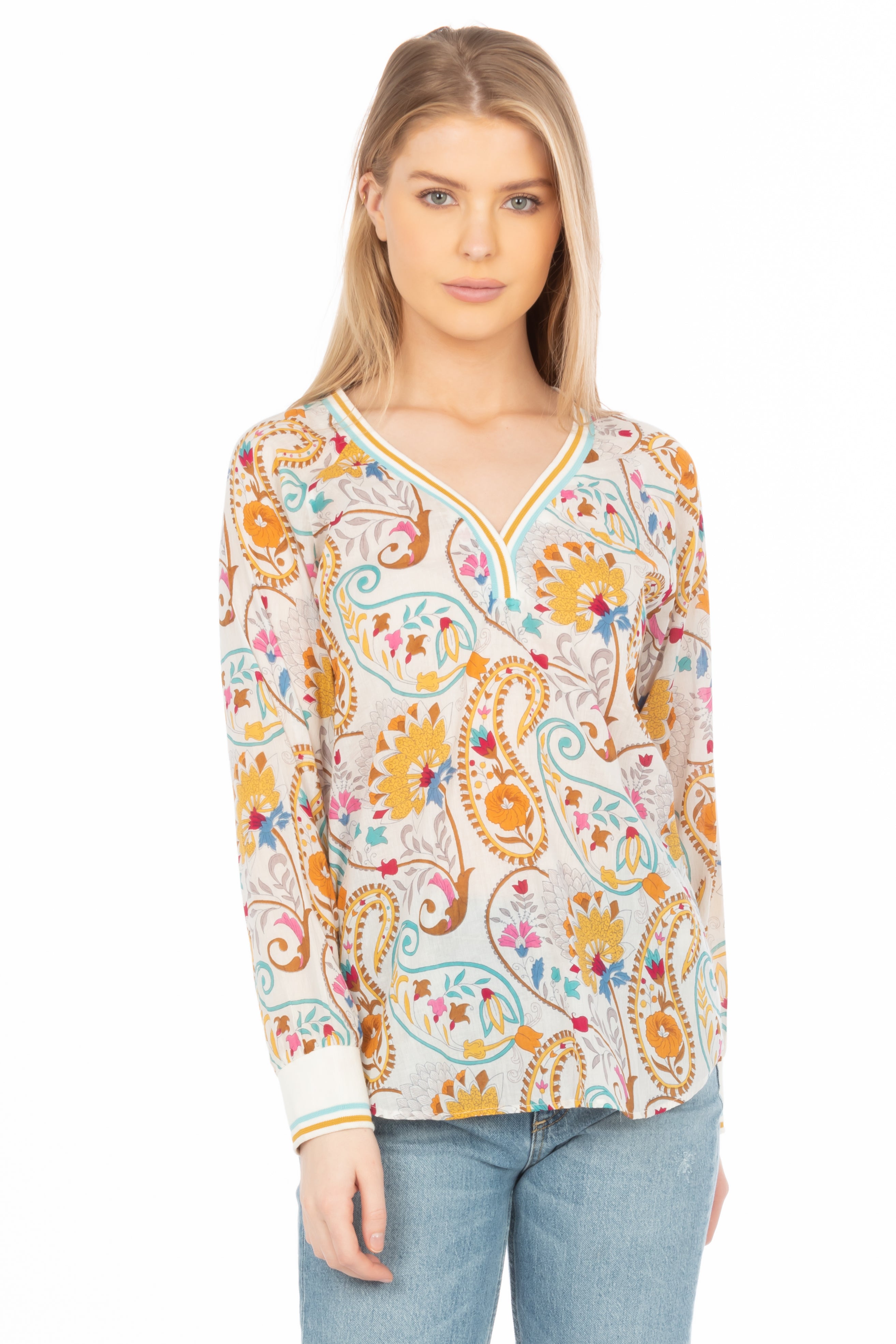 Floral Paisley V-neck Tunic