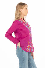 Load image into Gallery viewer, Orchid Boho Blouse with Floral Embroidery
