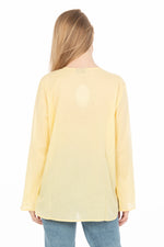 Load image into Gallery viewer, Yellow Boho Blouse with Draw Strings and Embroidery
