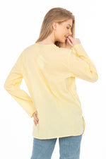 Load image into Gallery viewer, Yellow Boho Blouse with Draw Strings and Embroidery
