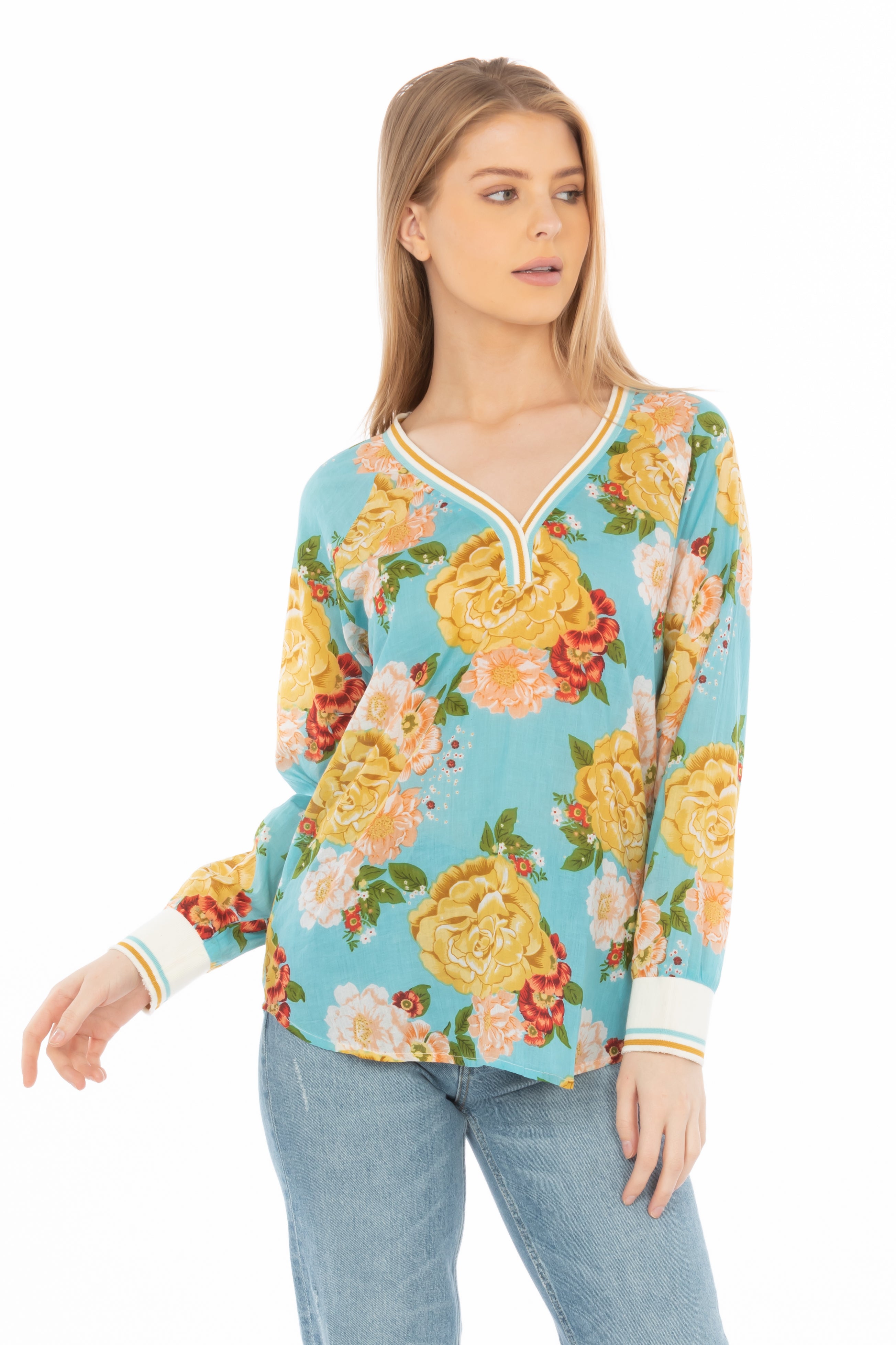 Floral Printed V-neck Tunic