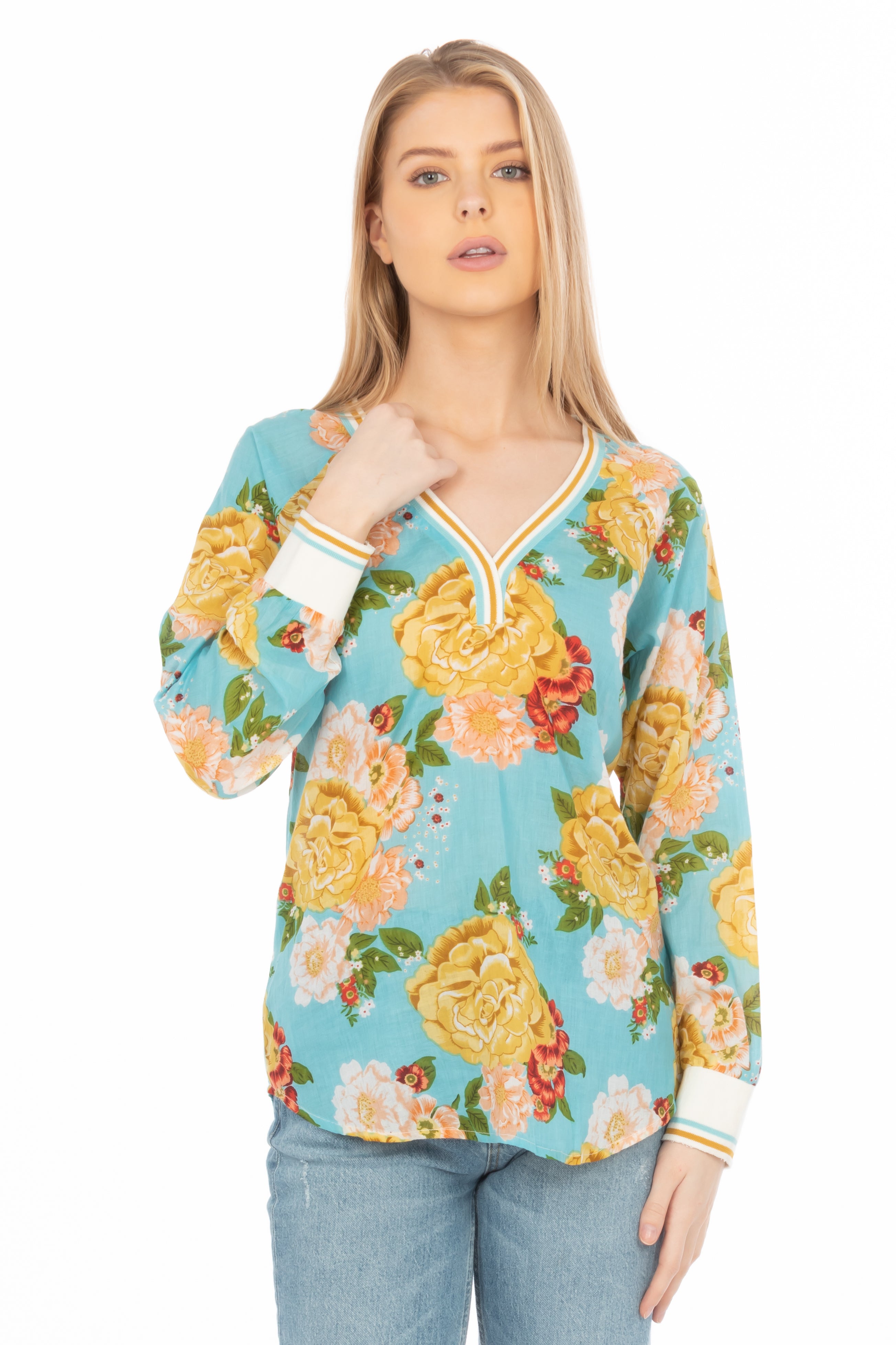 Floral Printed V-neck Tunic