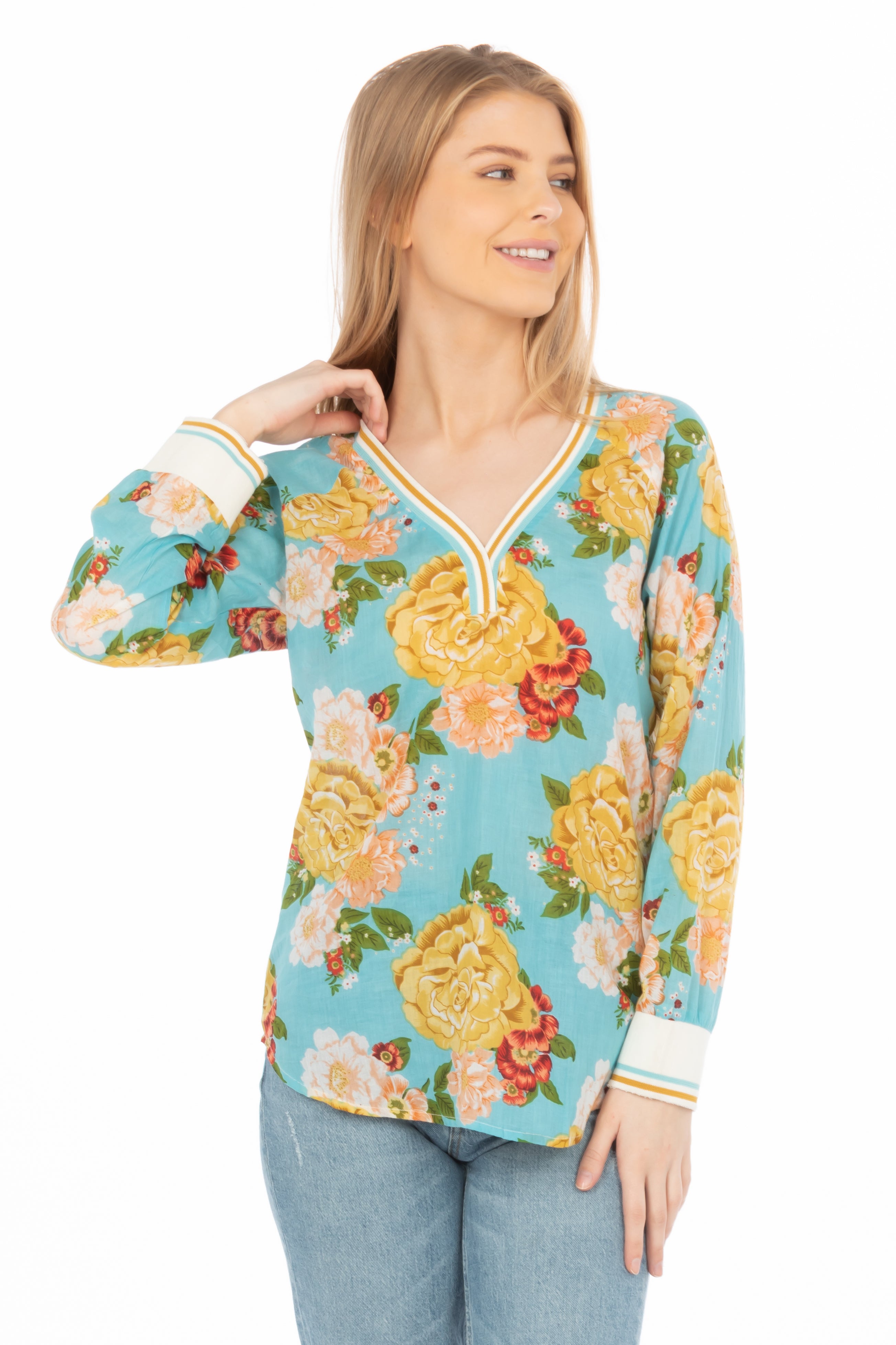 Floral Printed V-neck Tunic