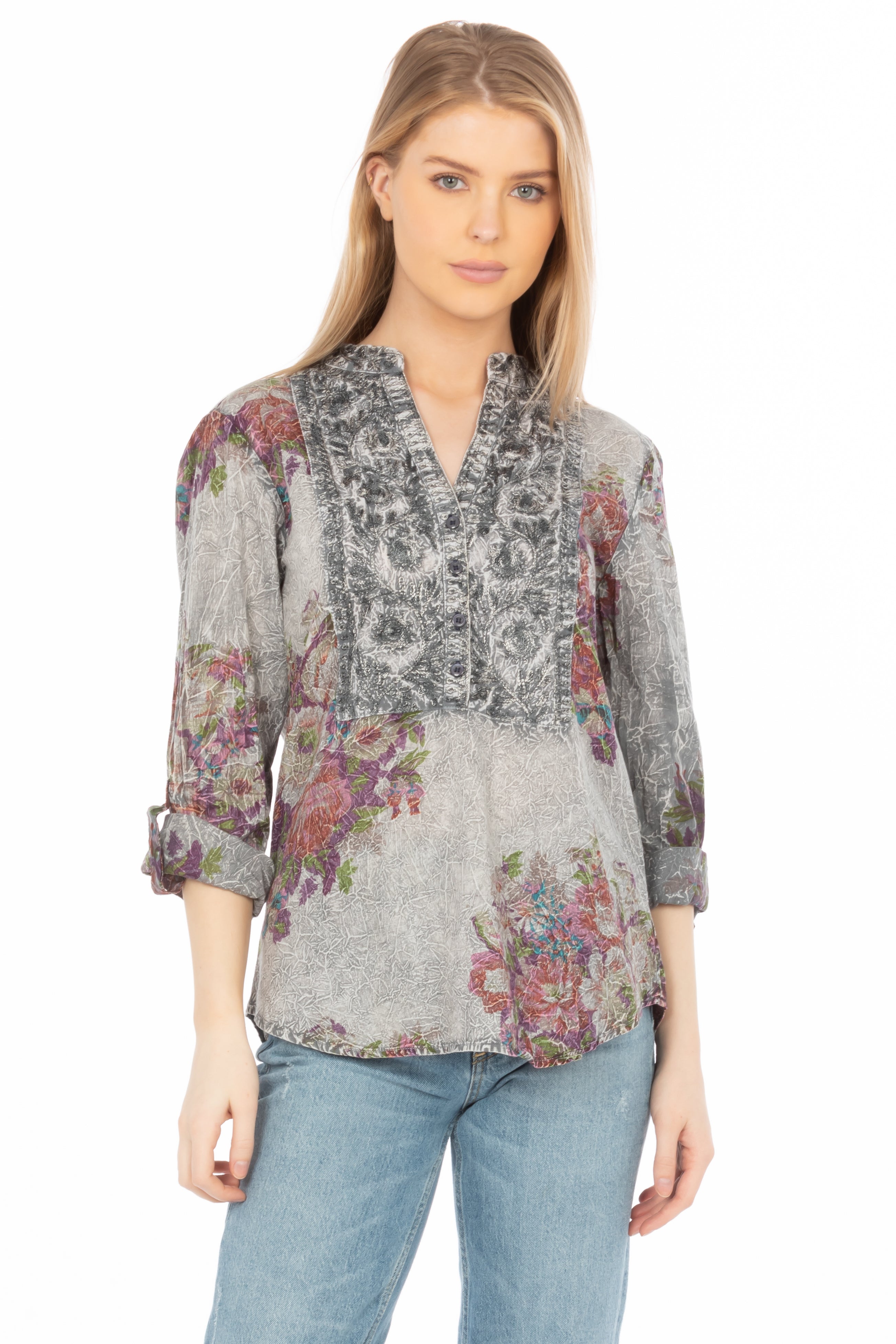 Vintage Tunic with Floral Embroidery