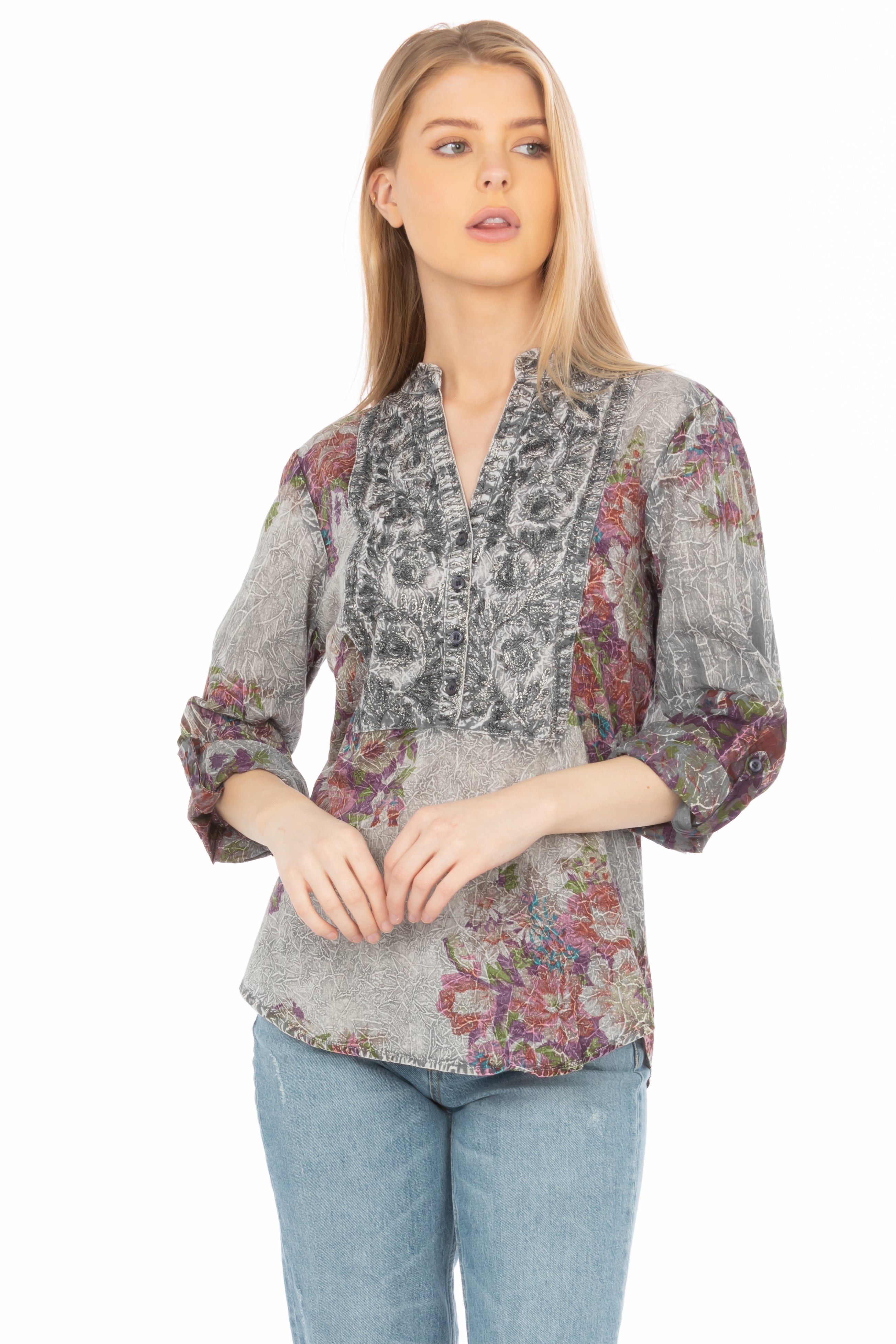 Vintage Tunic with Floral Embroidery