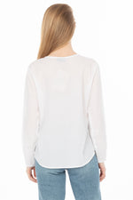 Load image into Gallery viewer, White Boho Blouse with Floral Embroidery and Drawstrings
