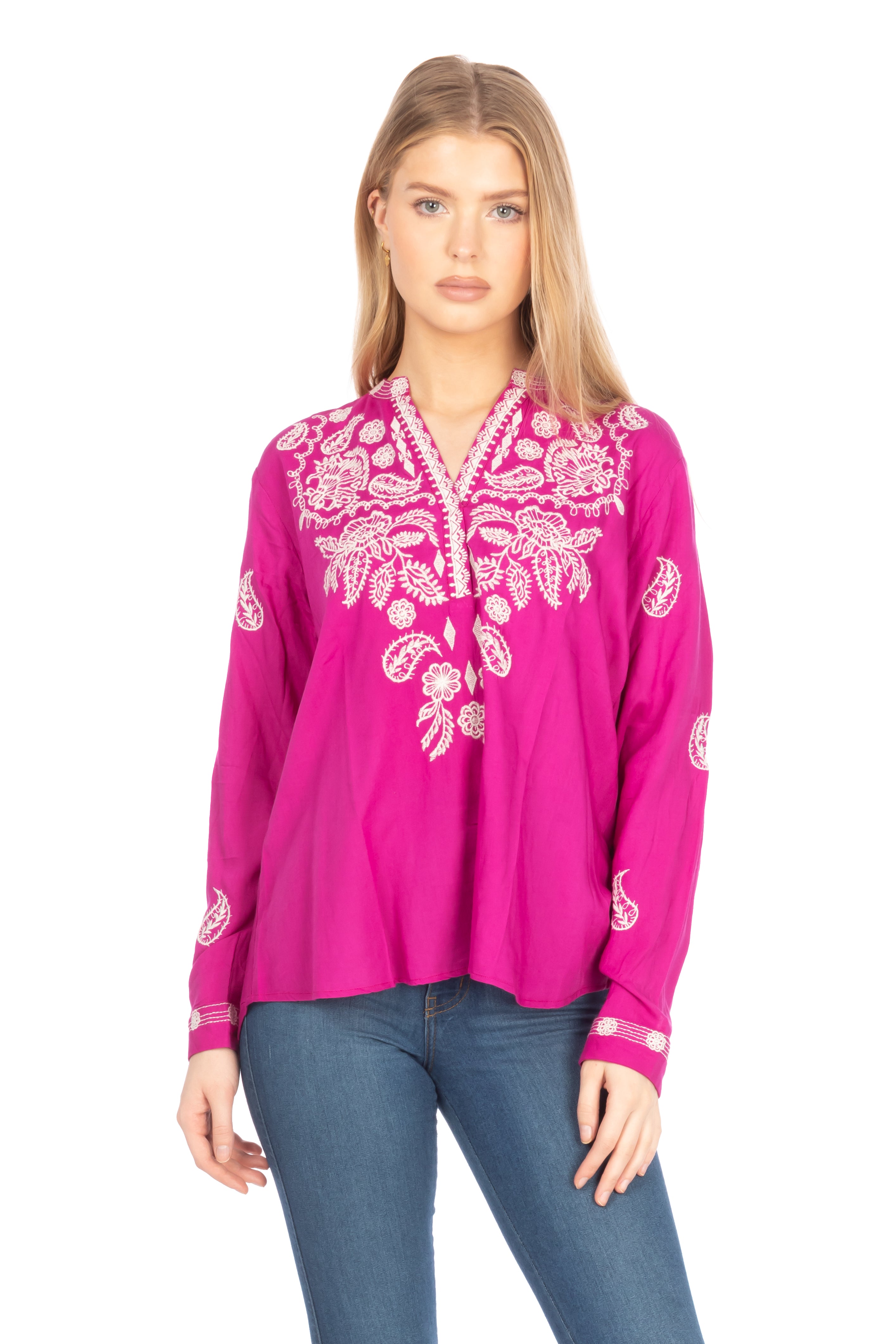 Boho Tunic with Floral Paisley Embroidery