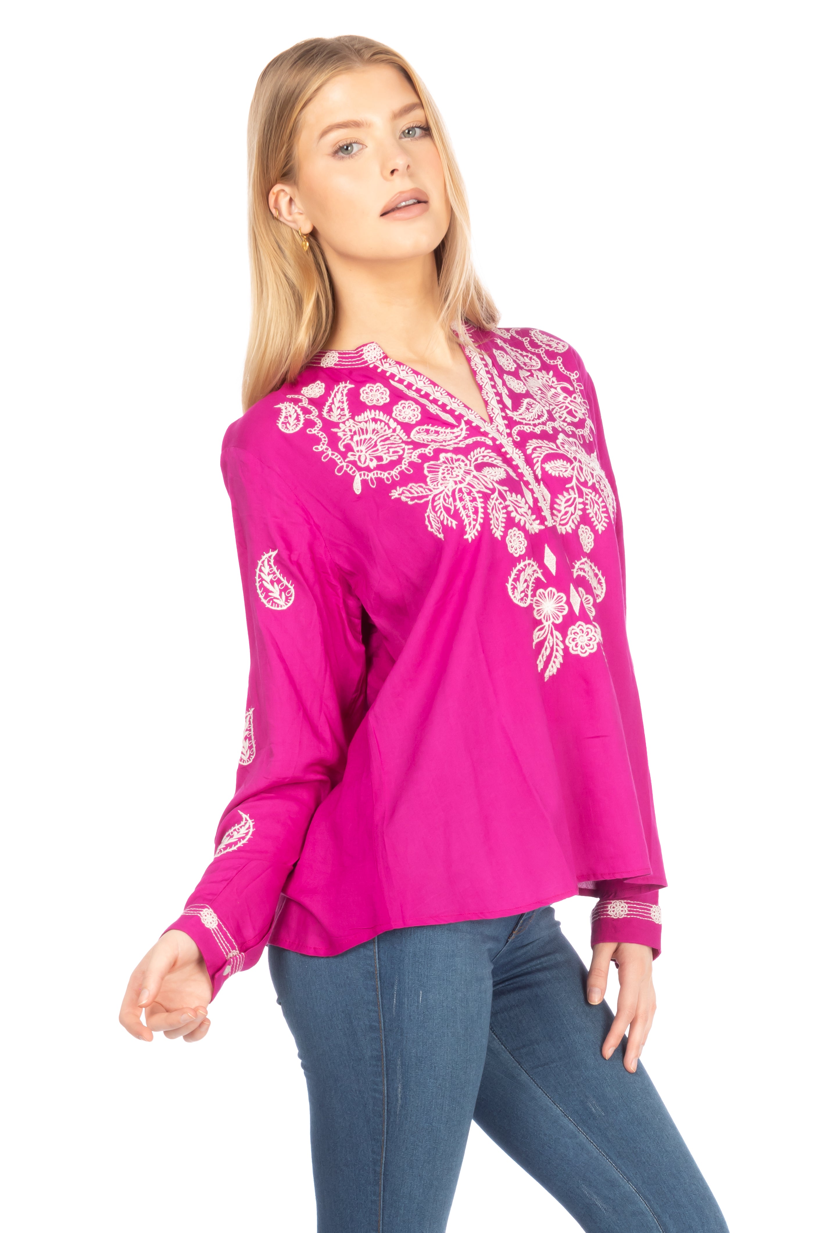 Boho Tunic with Floral Paisley Embroidery