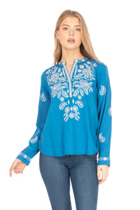 Boho Tunic with Floral Paisley Embroidery